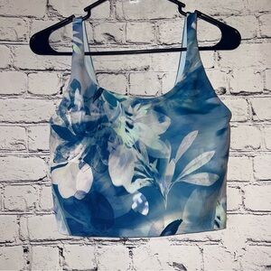 Old Navy Power Soft Light Support Sports Bra Blue Watercolor Design Size Large